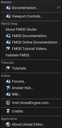 UE4 Help Menu